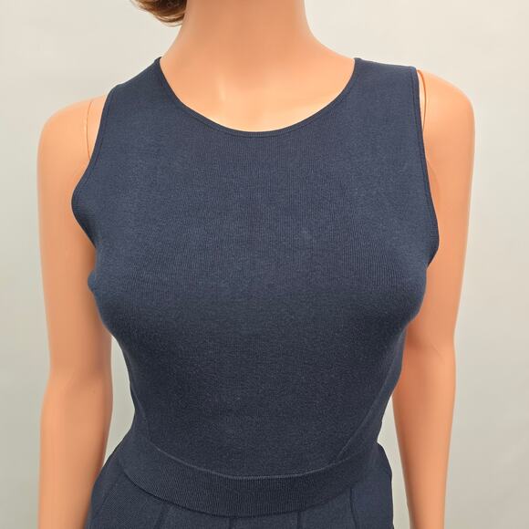 Club Monaco Dress Italian Yarn Knit Stretch Sleeveless Navy Blue Size XS / XXS - Picture 5 of 11
